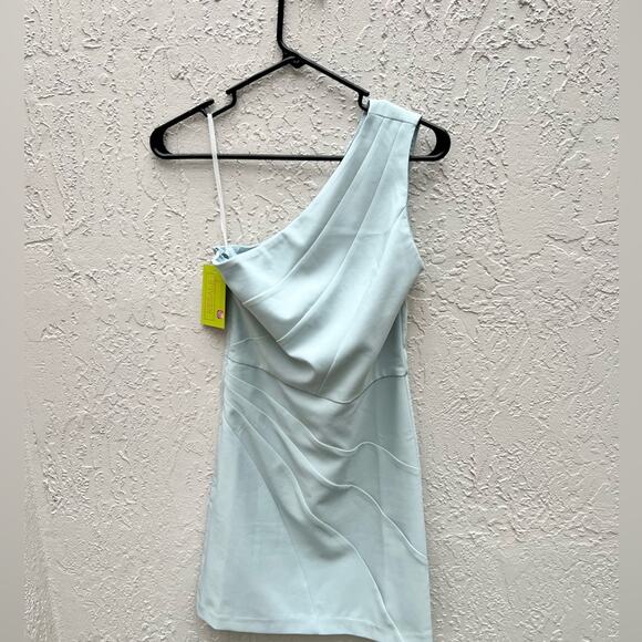 Michael Costello x Revolve Ava one shoulder dress in ice blue size Small - Picture 4 of 10